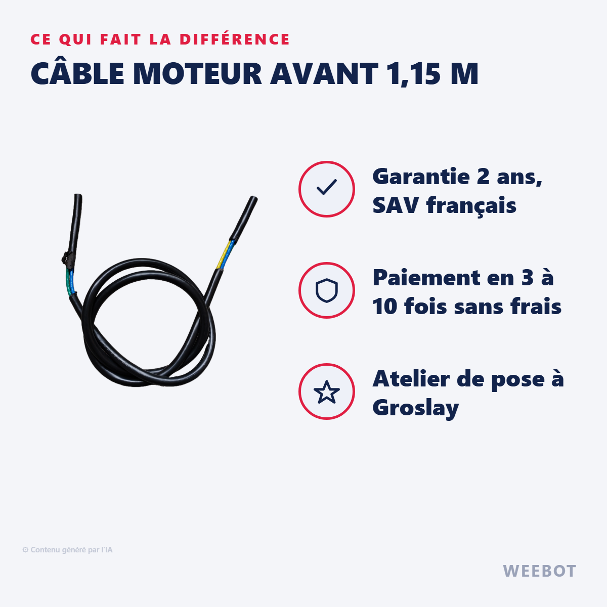 Câble Moteur Avant 1,15 m : les points forts