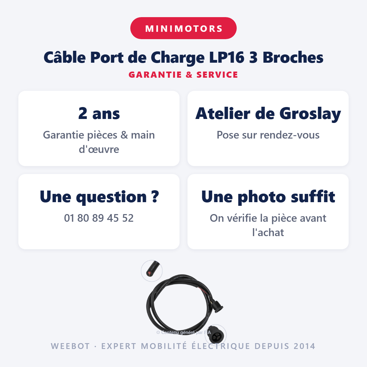Câble Port de Charge LP16 3 Broches : garantie 2 ans et service après-vente