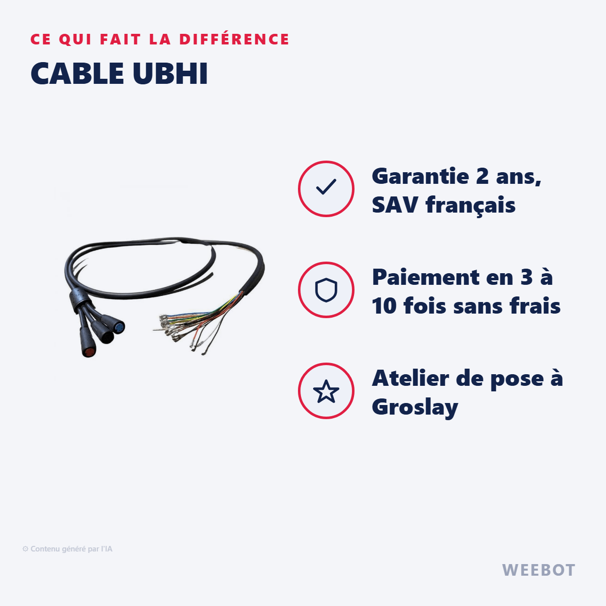 Cable UBHI pour Trottinette Electrique Kaabo Wolf Warrior - Weebot