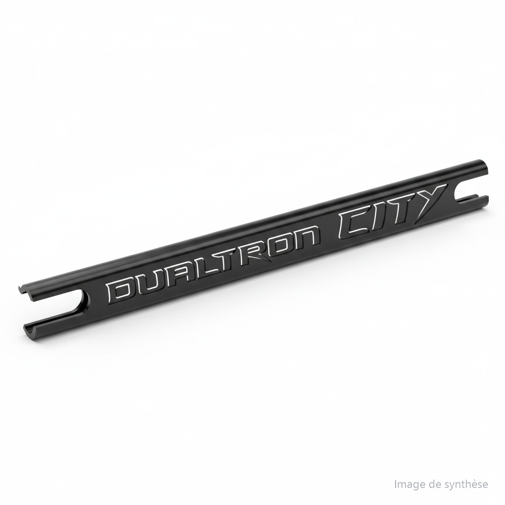 Dessin d'un cache lumière de potence long avec l'inscription Dualtron City