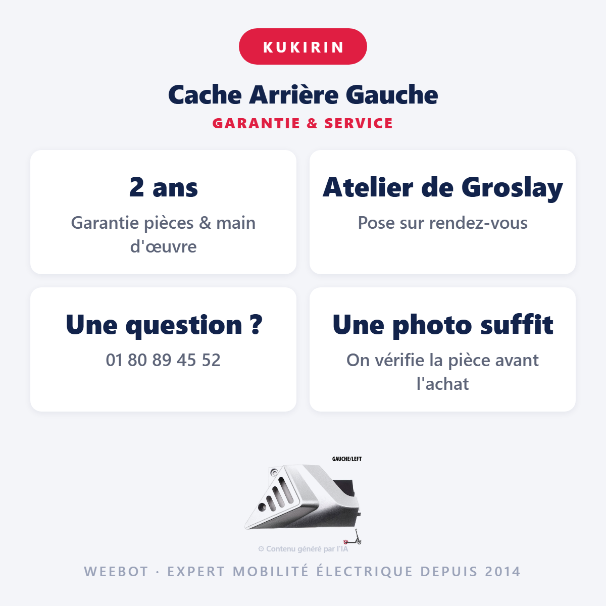 Cache Arrière Gauche : garantie 2 ans et service après-vente