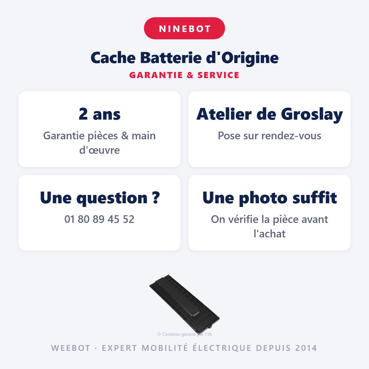 Cache Batterie d'Origine : garantie 2 ans et service après-vente