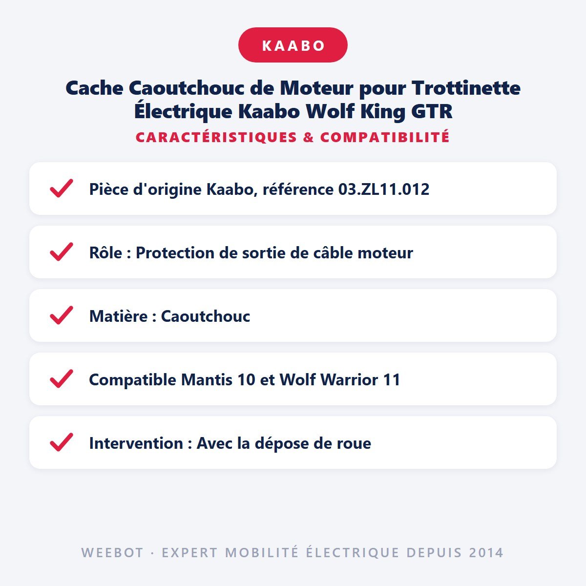 Cache Caoutchouc de Moteur pour Trottinette Électrique Kaabo Wolf King GTR - Weebot