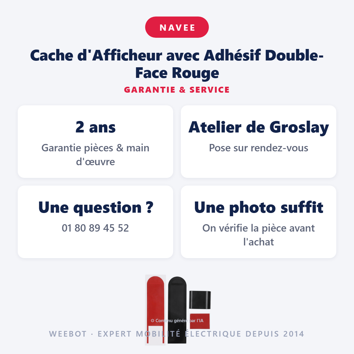 Cache d'Afficheur avec Adhésif Double-Face Rouge : garantie 2 ans et service après-vente