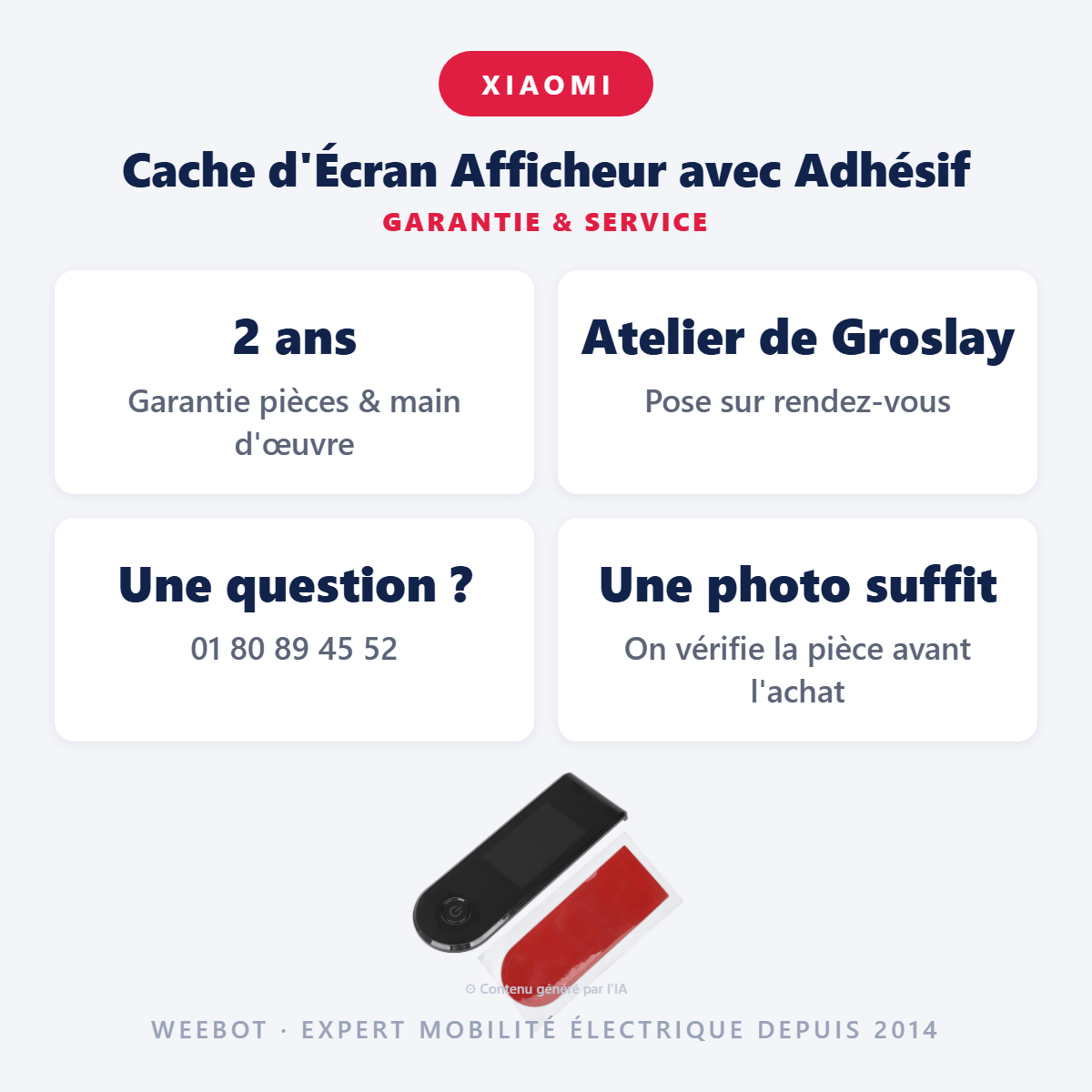 Cache d'Écran Afficheur avec Adhésif : garantie 2 ans et service après-vente