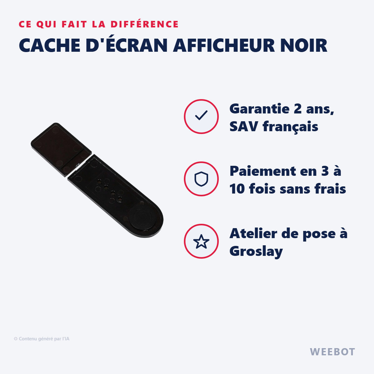 Cache d'Écran Afficheur Noir : les points forts