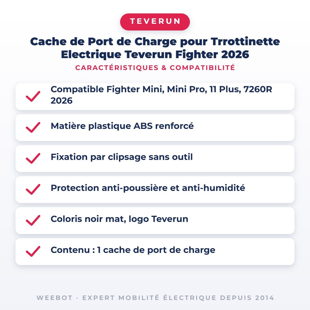 Cache de Port de Charge pour Trrottinette Electrique Teverun Fighter 2026 - Weebot