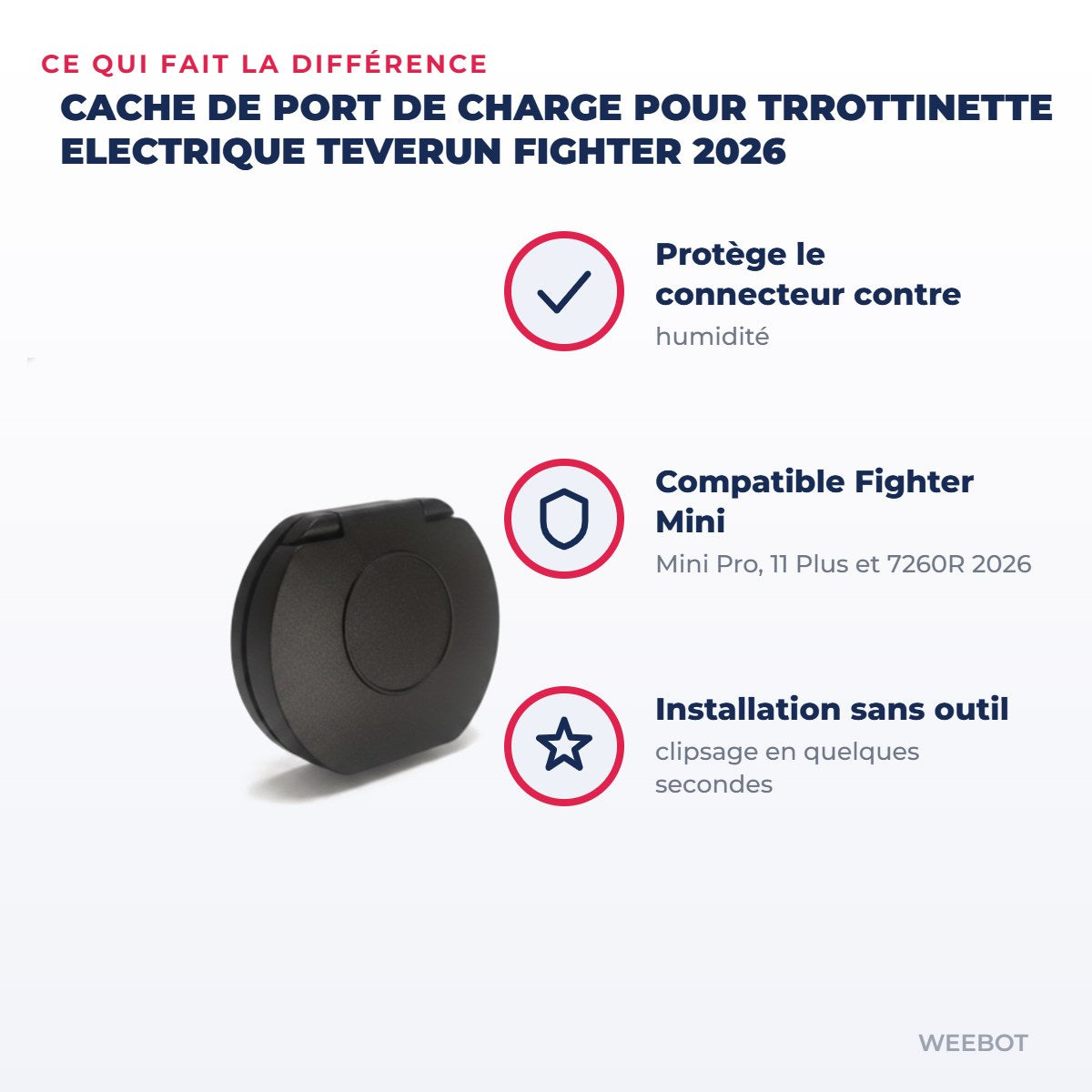 Cache de Port de Charge pour Trrottinette Electrique Teverun Fighter 2026 — points forts