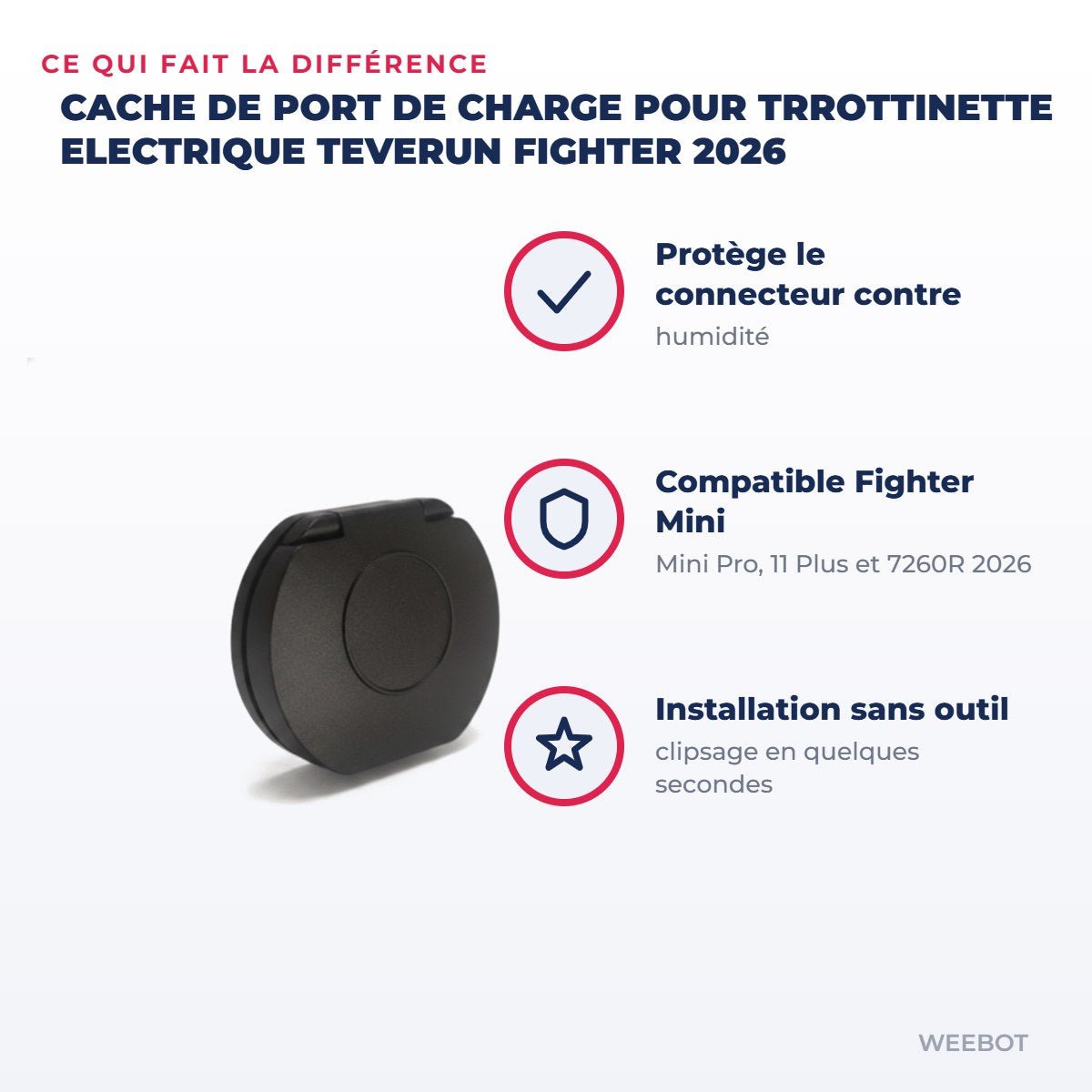 Cache de Port de Charge pour Trrottinette Electrique Teverun Fighter 2026 - Weebot