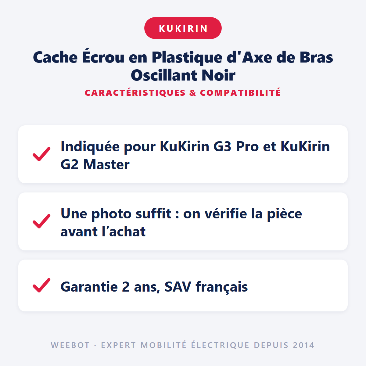 Cache Écrou en Plastique d'Axe de Bras Oscillant Noir : caractéristiques et compatibilité