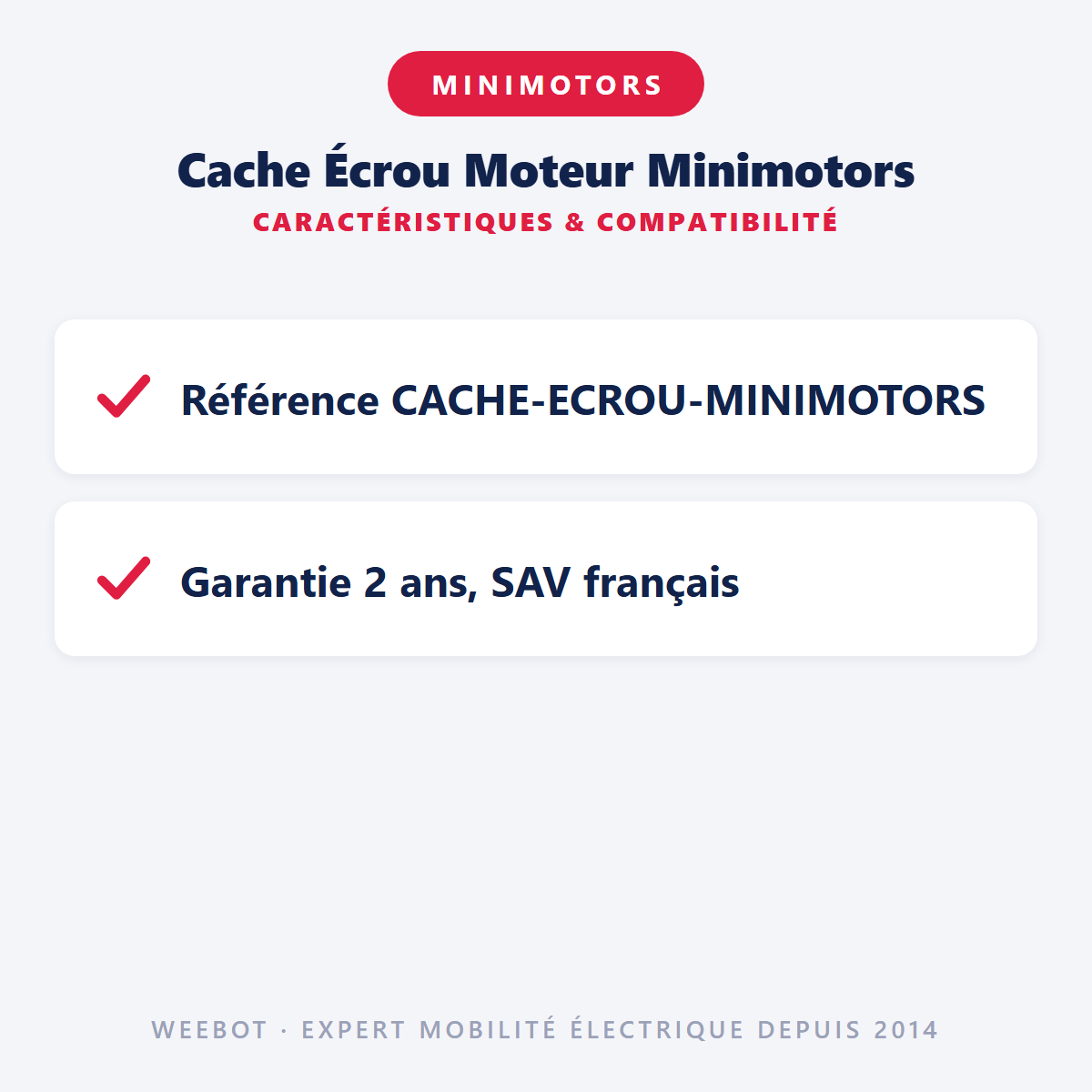 Cache Écrou Moteur Minimotors : caractéristiques et compatibilité