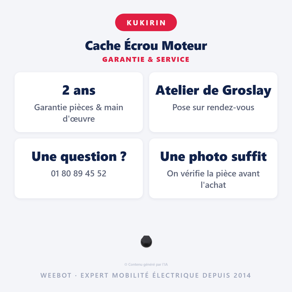 Cache Écrou Moteur : garantie 2 ans et service après-vente