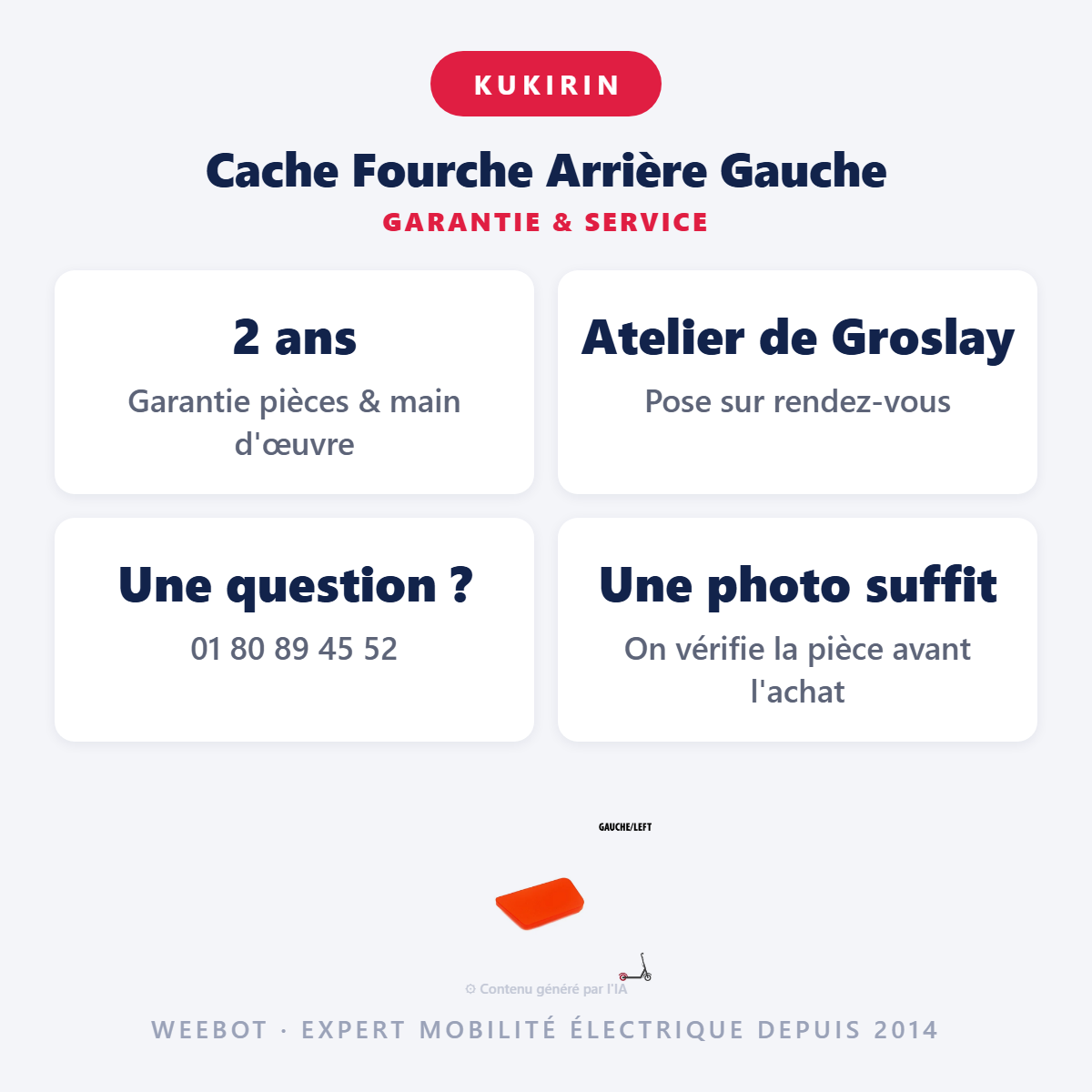 Cache Fourche Arrière Gauche : garantie 2 ans et service après-vente