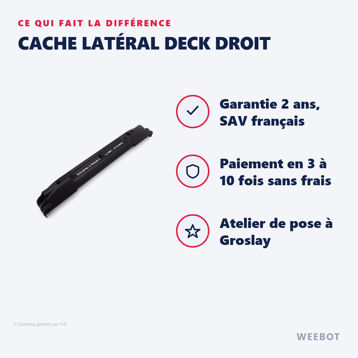 Cache Latéral Deck Droit pour Trottinette Électrique Dualtron Victor Luxury Plus - Weebot