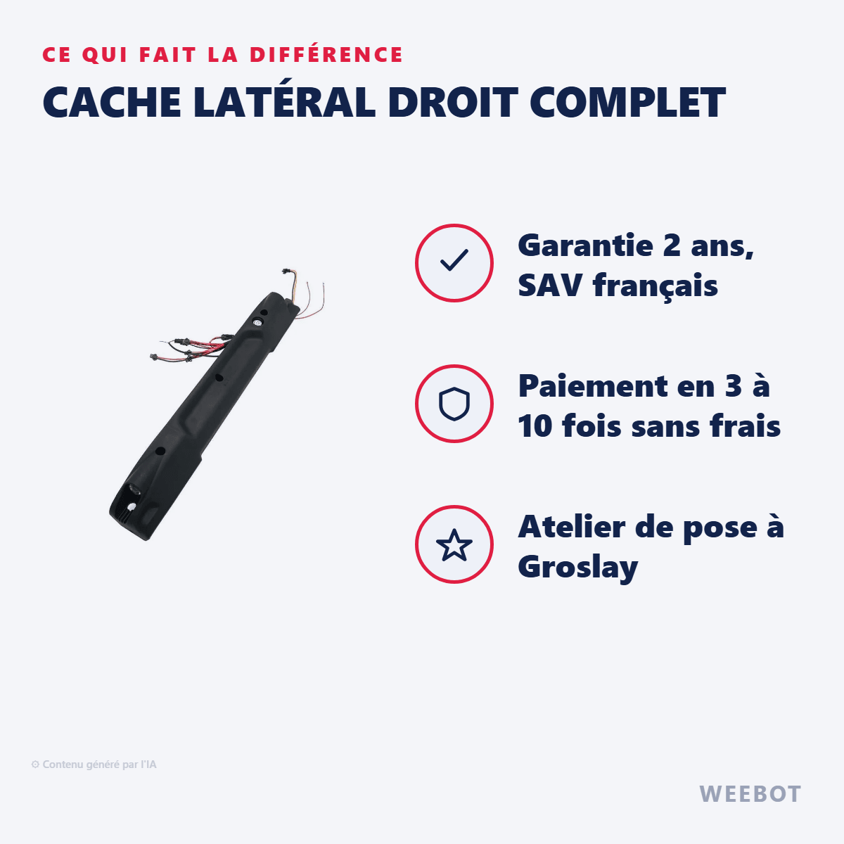 Cache Latéral Droit Complet pour Trottinette Electrique Dualtron Victor Luxury Plus - Weebot