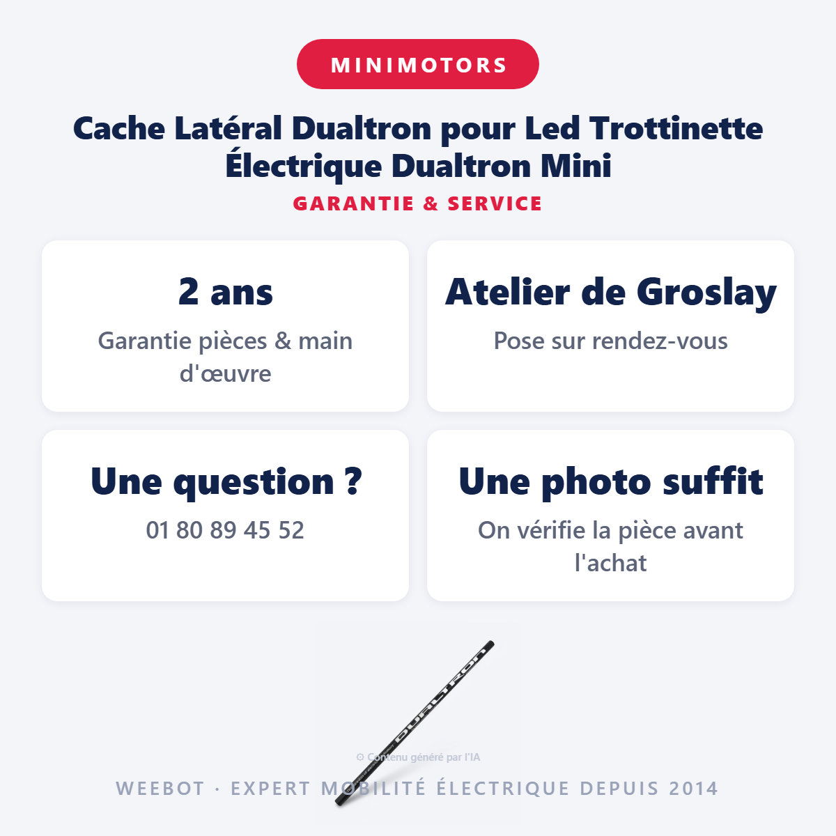 Cache Latéral Dualtron pour Led Trottinette Électrique Dualtron Mini : garantie 2 ans et service après-vente