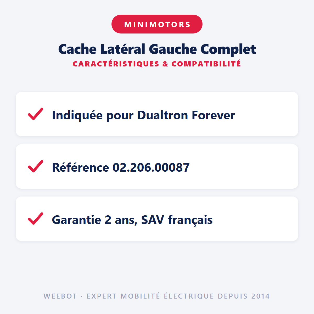 Cache Latéral Gauche Complet pour Trottinette Electrique Dualtron Forever - Weebot