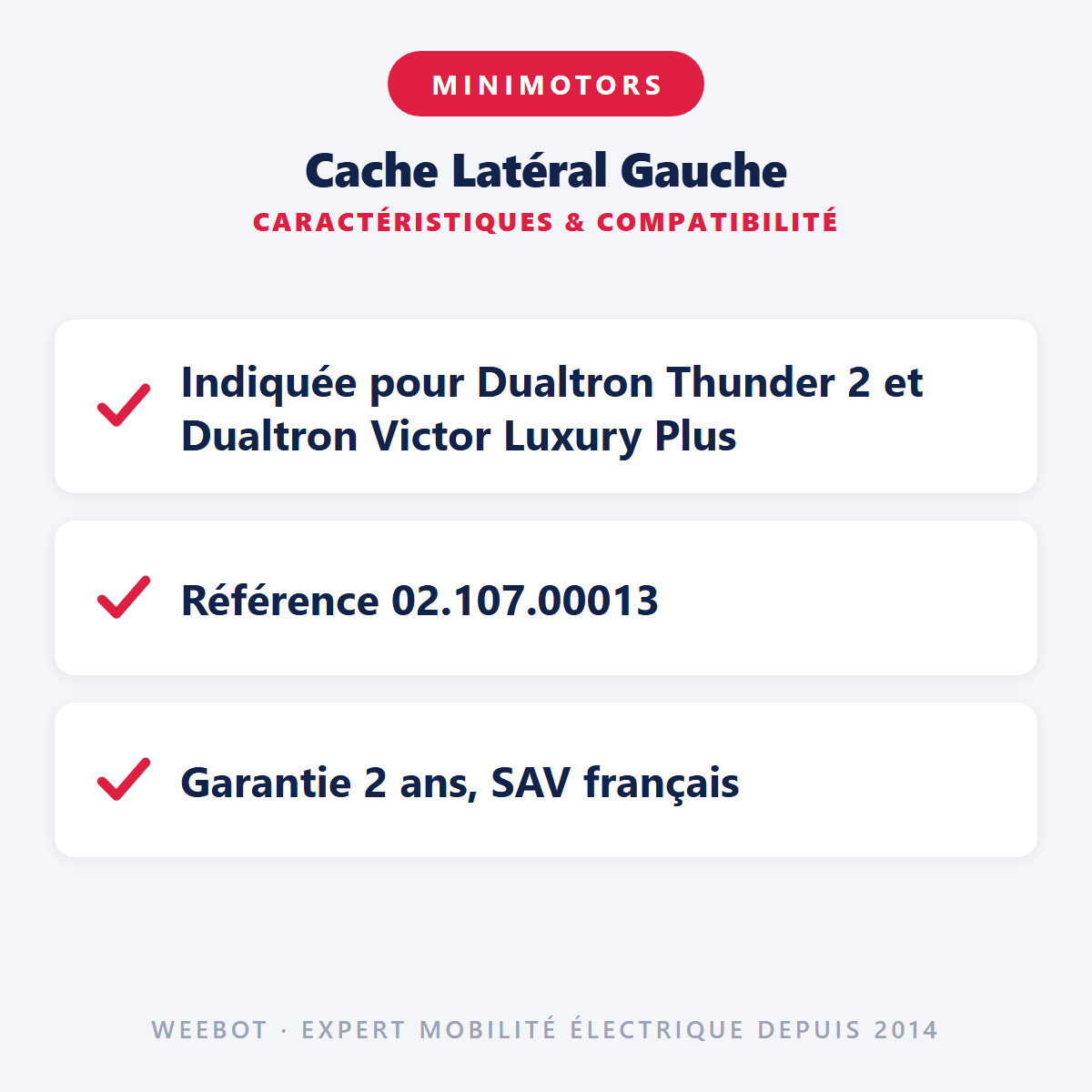 Cache Latéral Gauche pour Trottinette Electrique Dualtron Victor Luxury Plus et Thunder 2 (sans Electronique) - Weebot