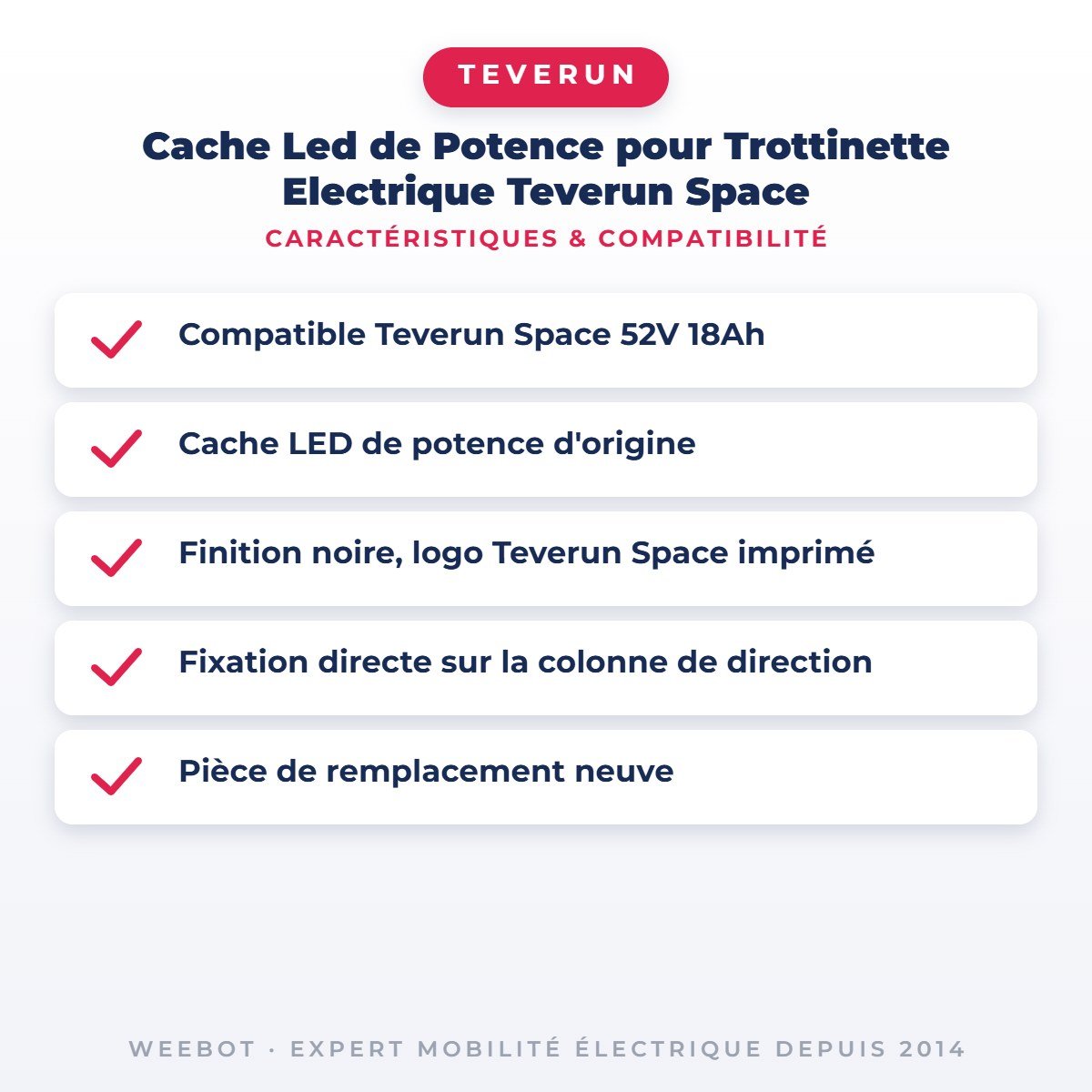 Cache Led de Potence pour Trottinette Electrique Teverun Space - Weebot