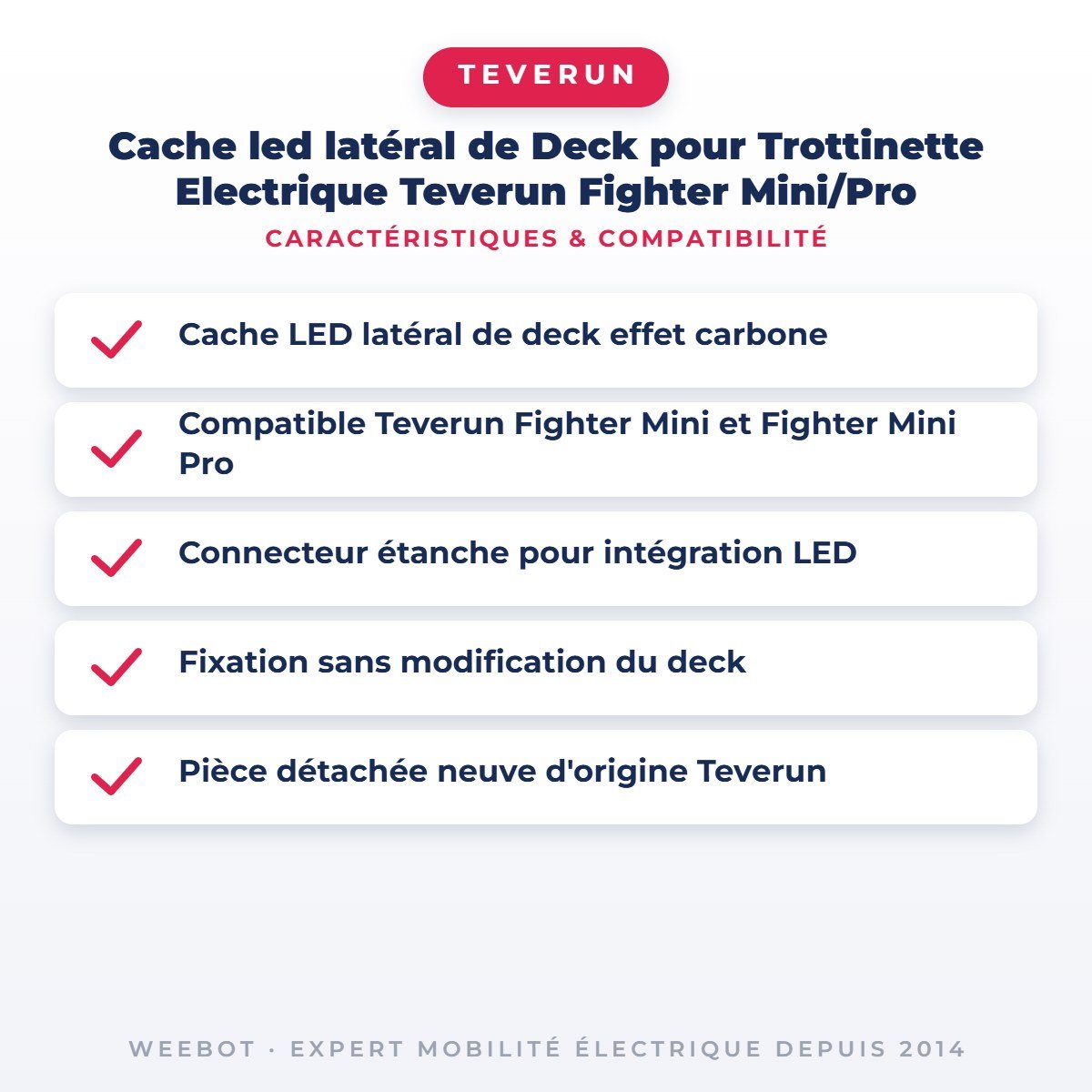 Cache led latéral de Deck pour Trottinette Electrique Teverun Fighter Mini/Pro - Weebot