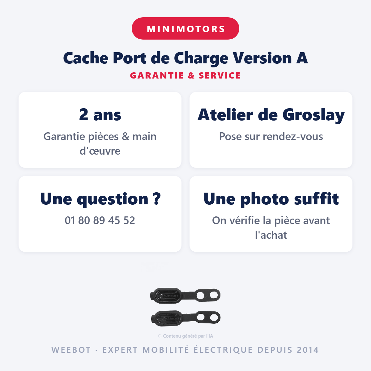 Cache Port de Charge Version A : garantie 2 ans et service après-vente