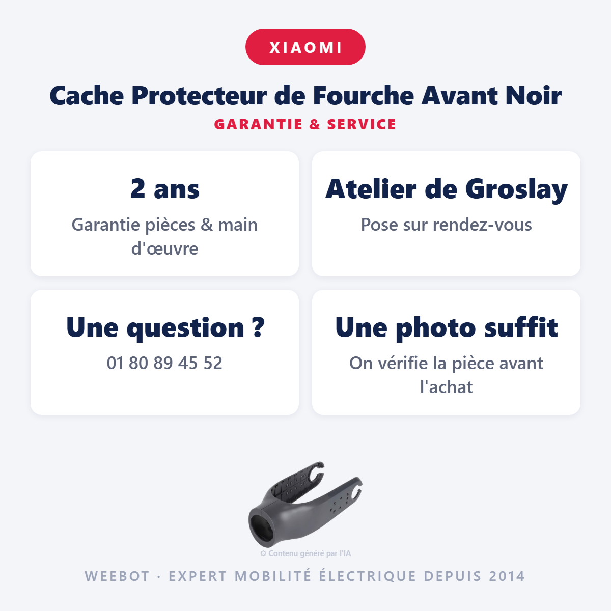 Cache Protecteur de Fourche Avant Noir : garantie 2 ans et service après-vente