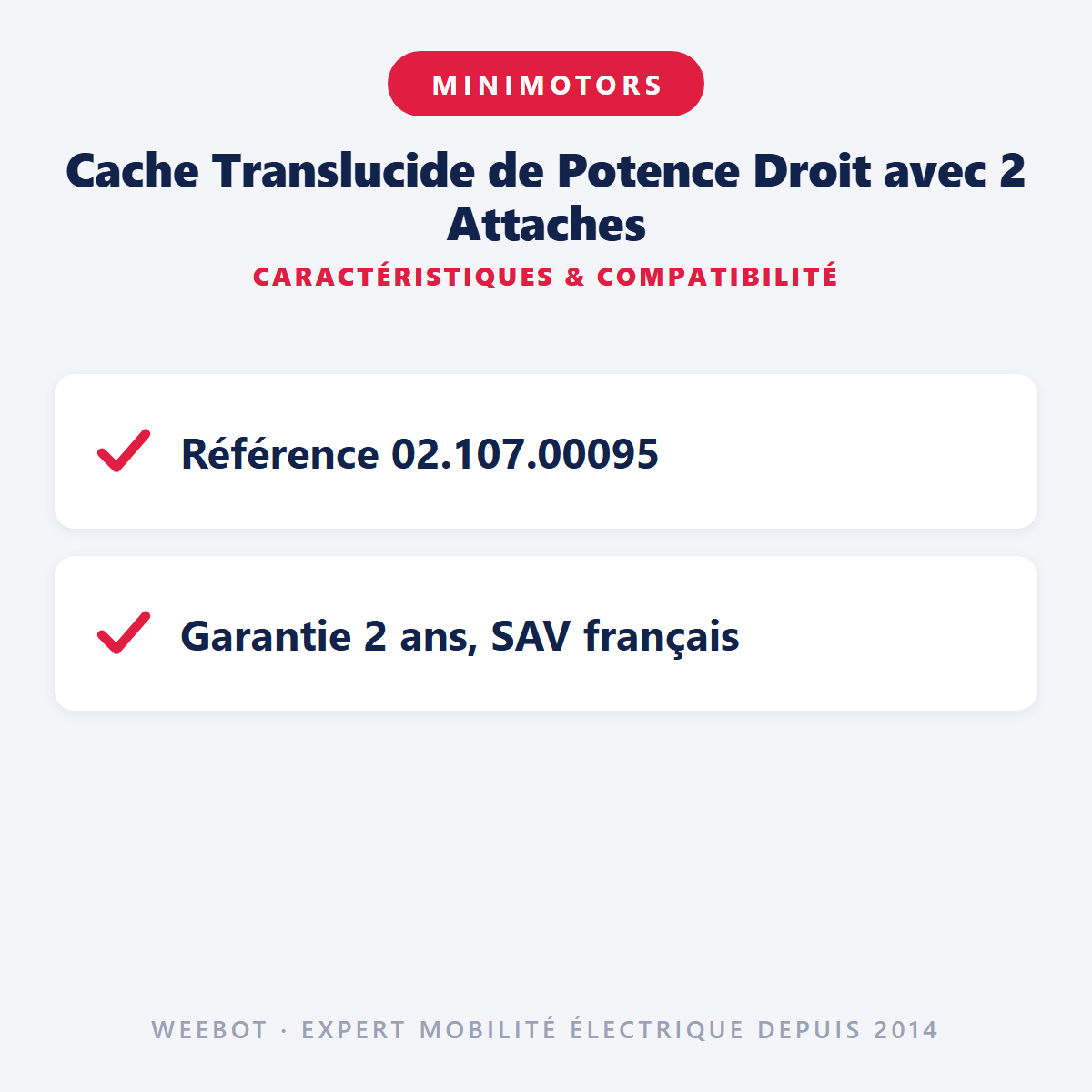 Cache Translucide de Potence Droit avec 2 Attaches : caractéristiques et compatibilité
