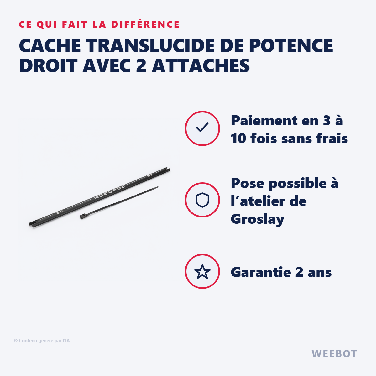 Cache Translucide de Potence Droit avec 2 Attaches : les points forts