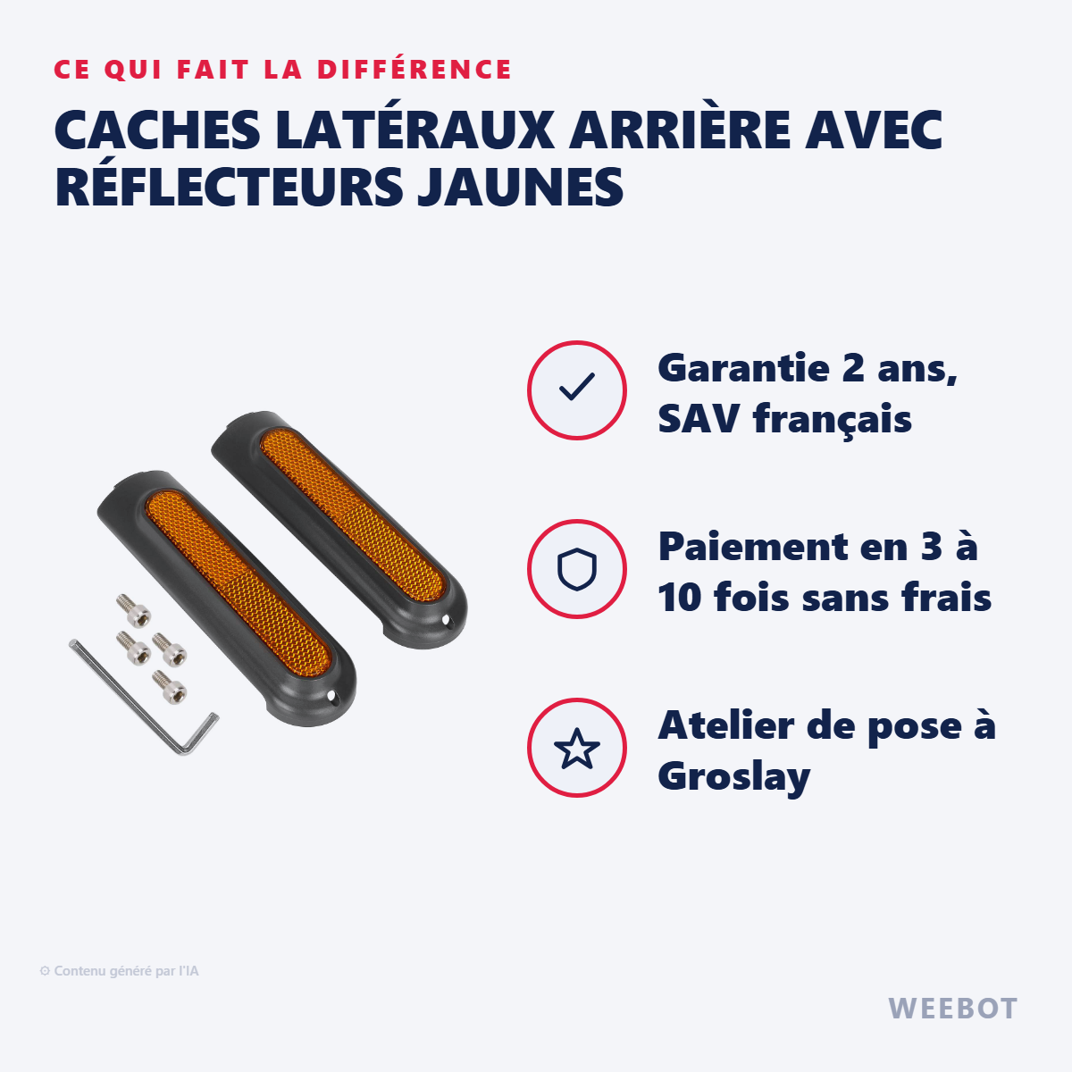 Caches Latéraux Arrière avec Réflecteurs Jaunes : les points forts