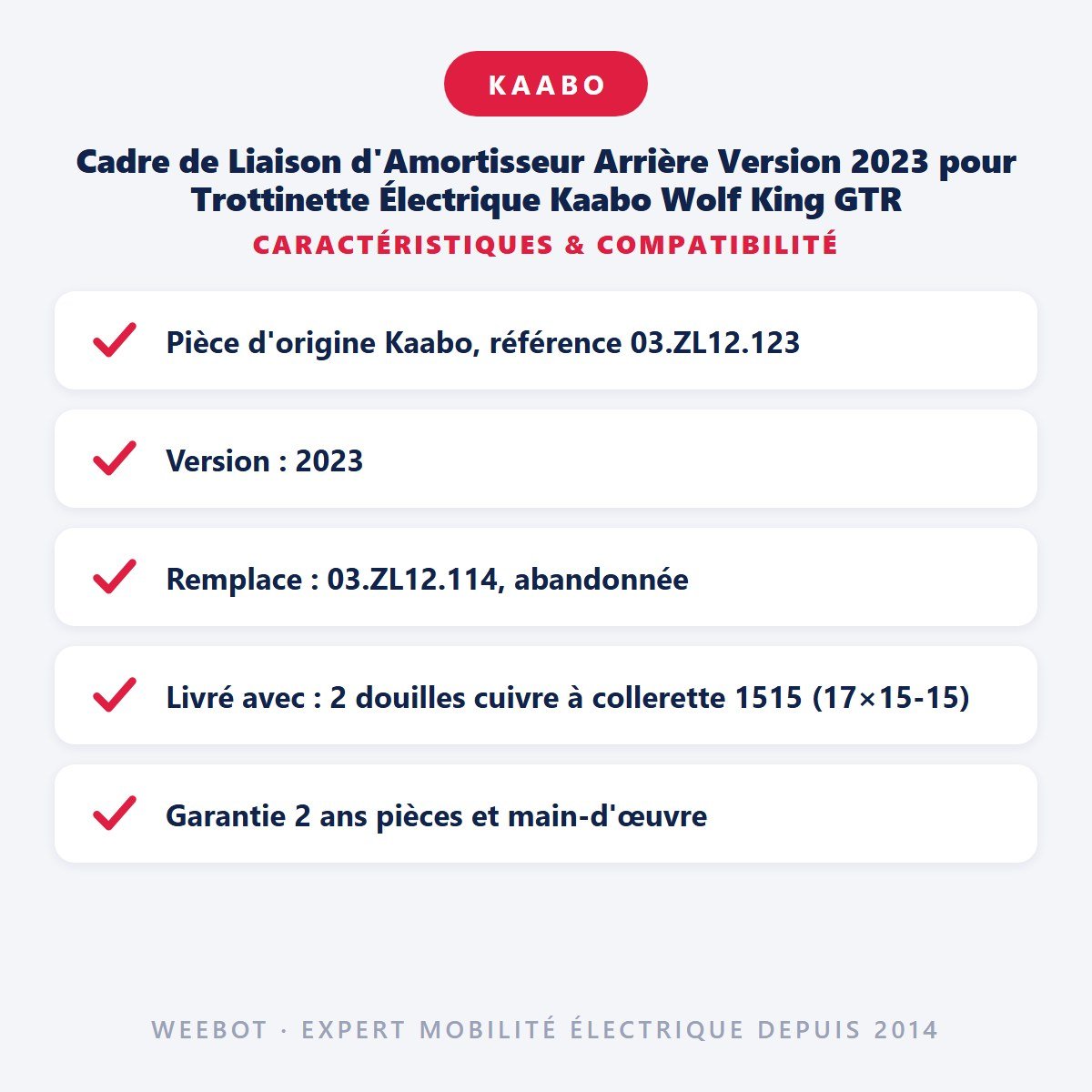 Cadre de Liaison d'Amortisseur Arrière Version 2023 pour Trottinette Électrique Kaabo Wolf King GTR - Weebot