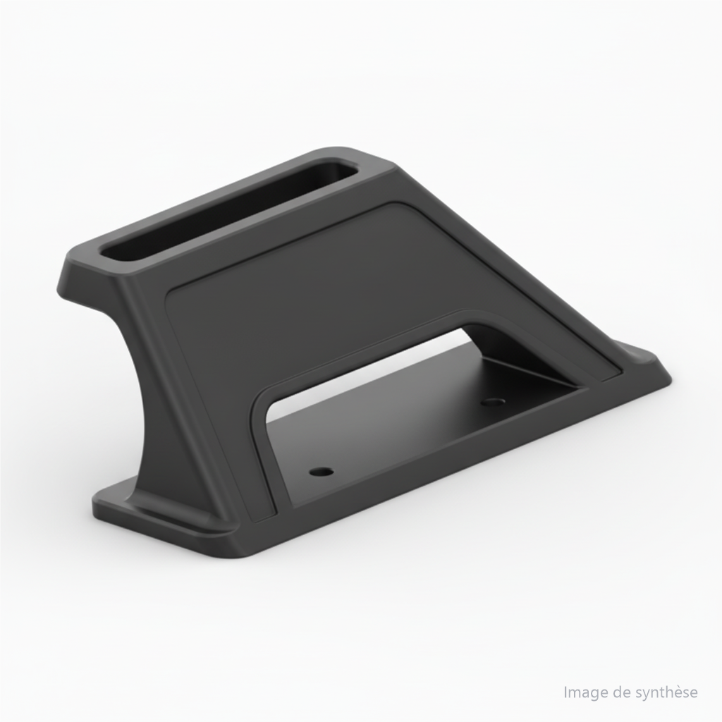 Modélisation 3D d'un cale-pied arrière pour trottinette électrique Dualtron Popular vu de trois-quarts