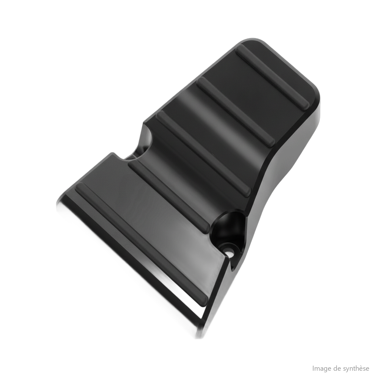 Dessin technique en noir et blanc du cale-pied droit pour trottinette électrique Dualtron X