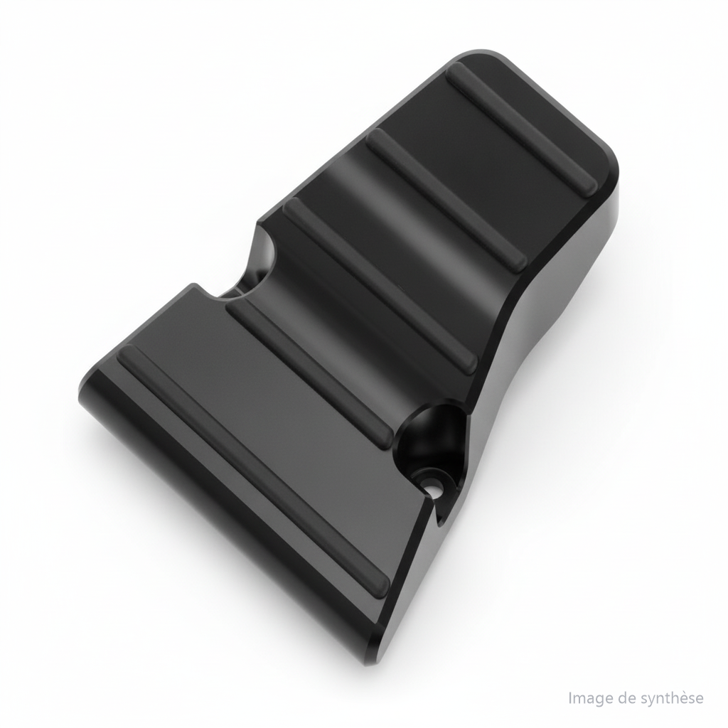 Dessin technique en noir et blanc du cale-pied droit pour trottinette électrique Dualtron X