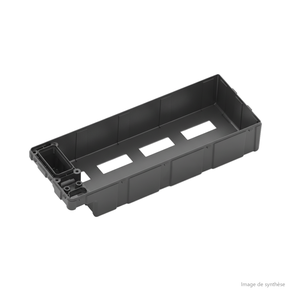 Dessin technique en perspective du capot inférieur de batterie en plastique pour Dualtron City