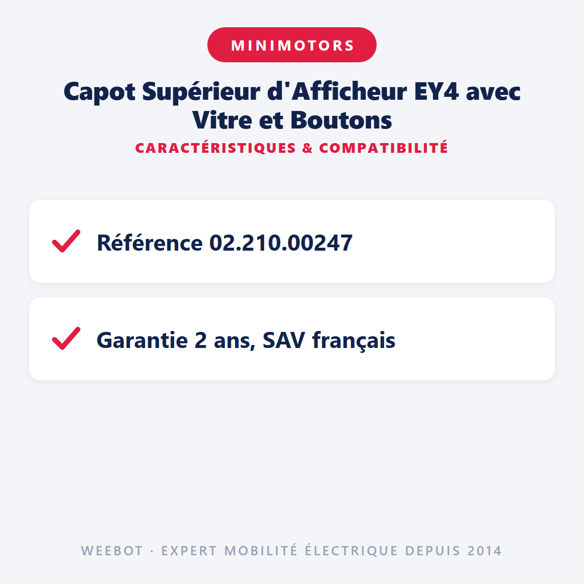 Capot Supérieur d'Afficheur EY4 avec Vitre et Boutons : caractéristiques et compatibilité