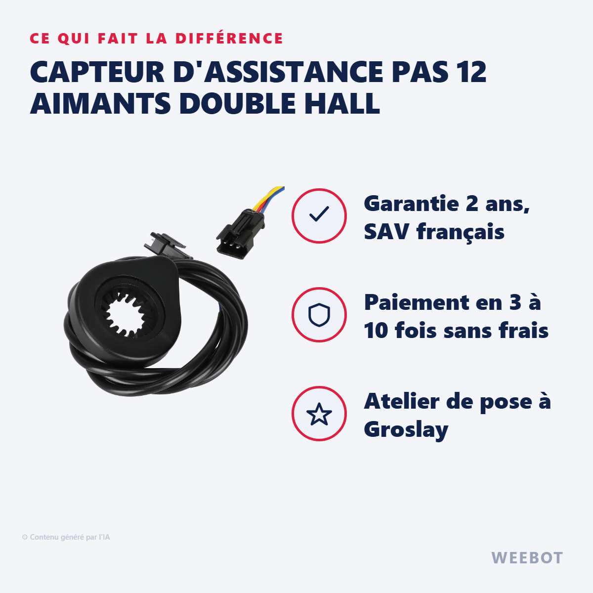Capteur d'Assistance PAS 12 Aimants Double Hall : les points forts
