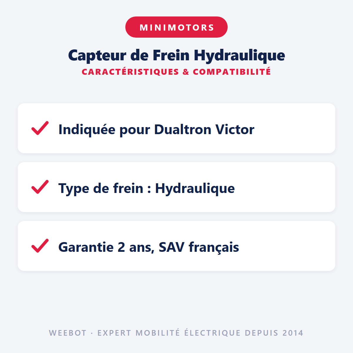 Capteur de Frein Hydraulique pour Trottinette Électrique Dualtron Victor - Weebot