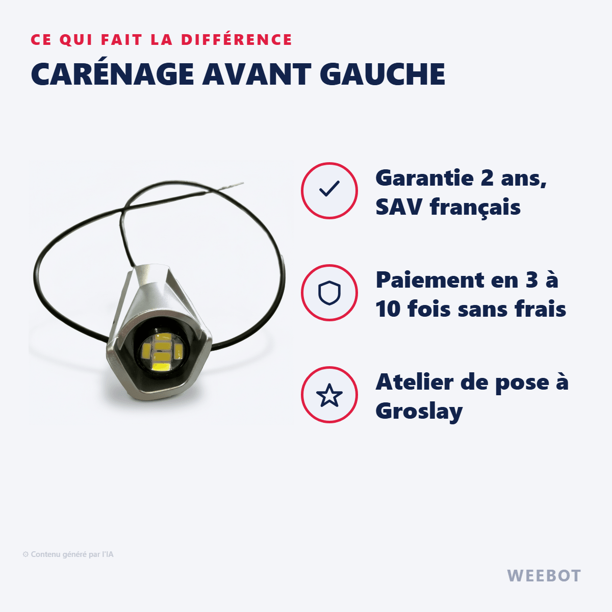Carénage Avant Gauche pour Trottinette Electrique Dualtron Togo Limited avec LED - Weebot