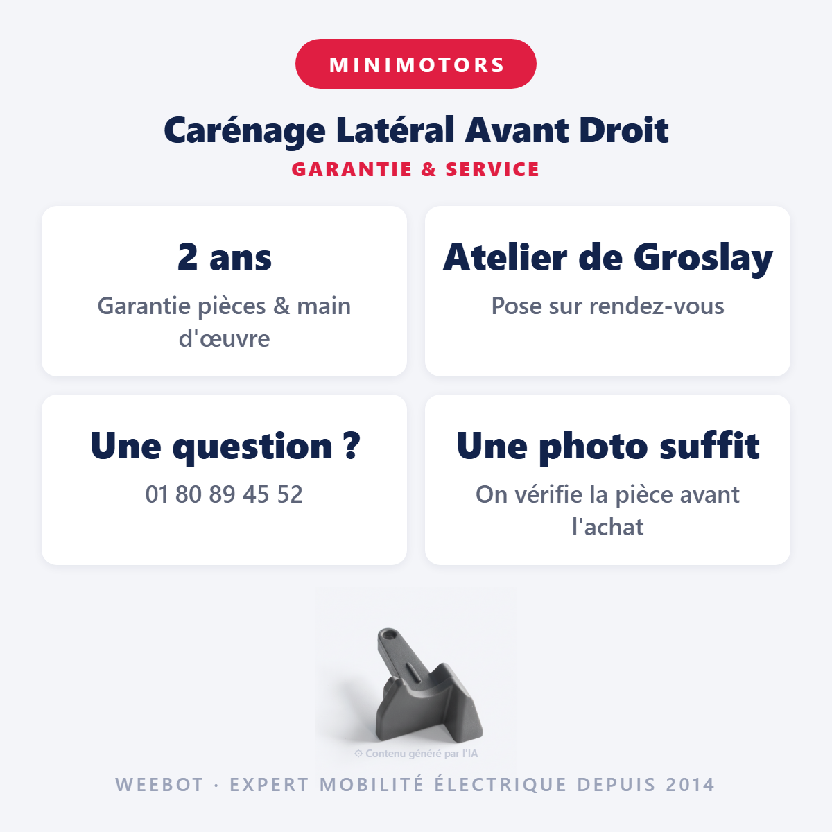 Carénage Latéral Avant Droit : garantie 2 ans et service après-vente