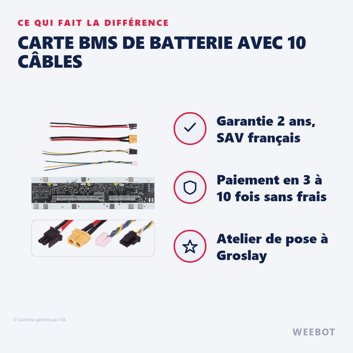 Carte BMS de Batterie avec 10 Câbles : les points forts