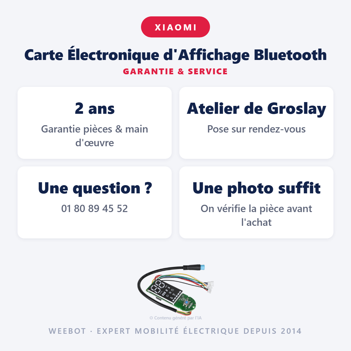 Carte Électronique d'Affichage Bluetooth : garantie 2 ans et service après-vente