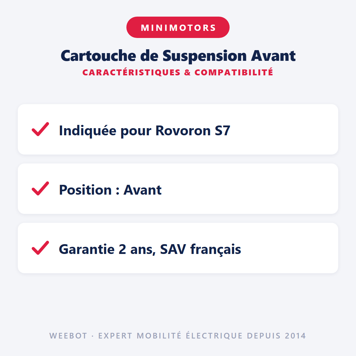 Cartouche de Suspension Avant : caractéristiques et compatibilité