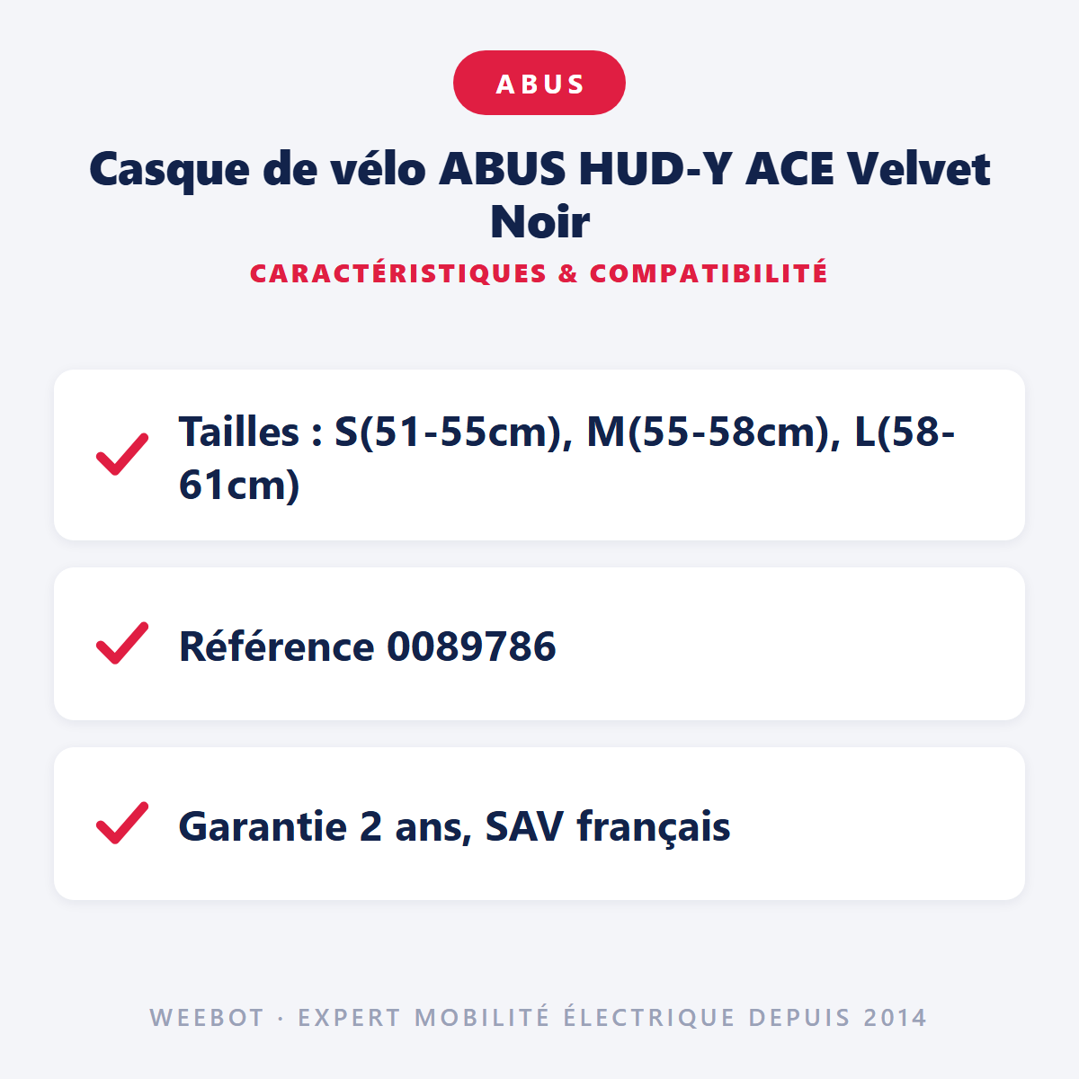 Casque de vélo ABUS HUD-Y ACE Velvet Noir : caractéristiques et compatibilité
