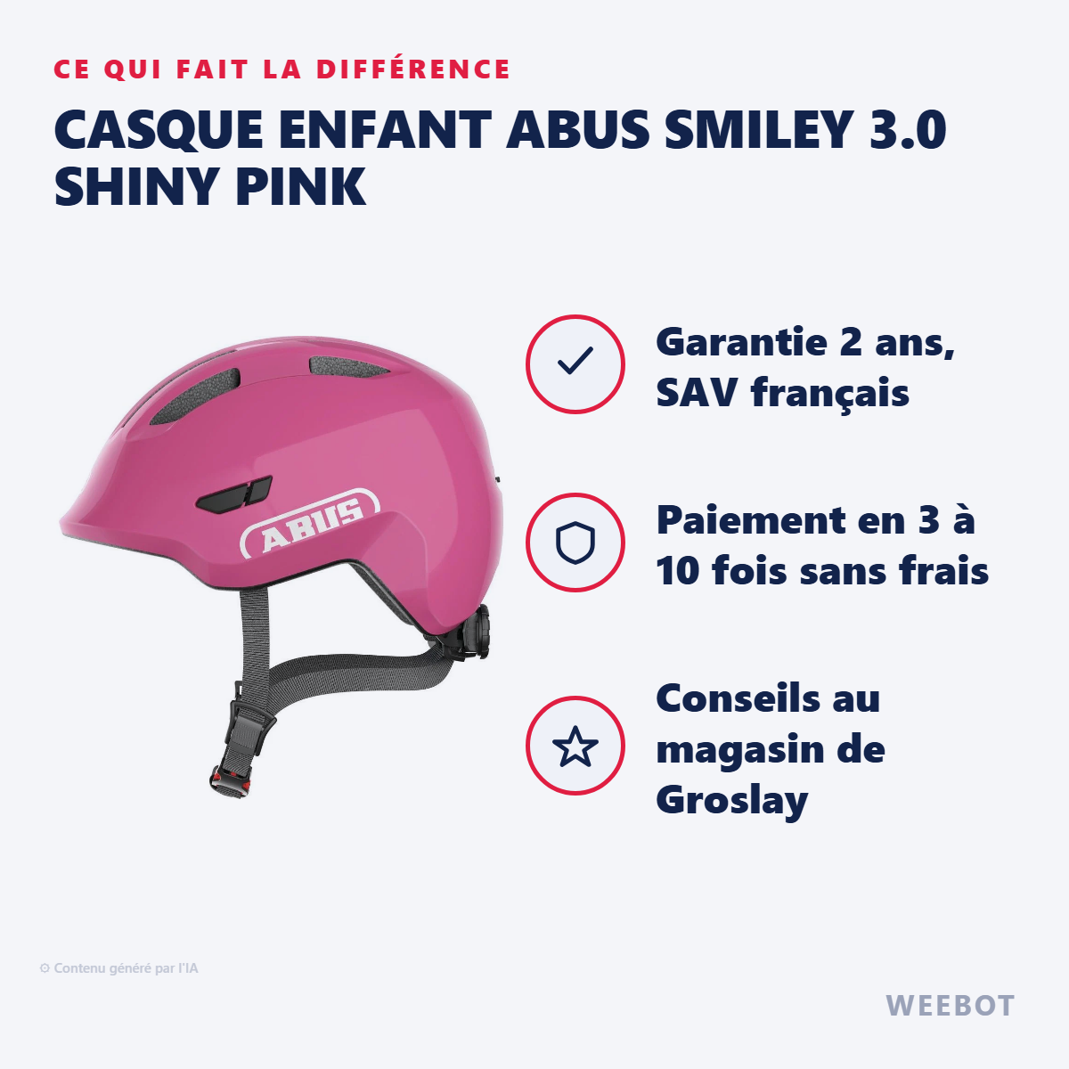 Casque enfant Abus SMILEY 3.0 SHINY PINK : les points forts