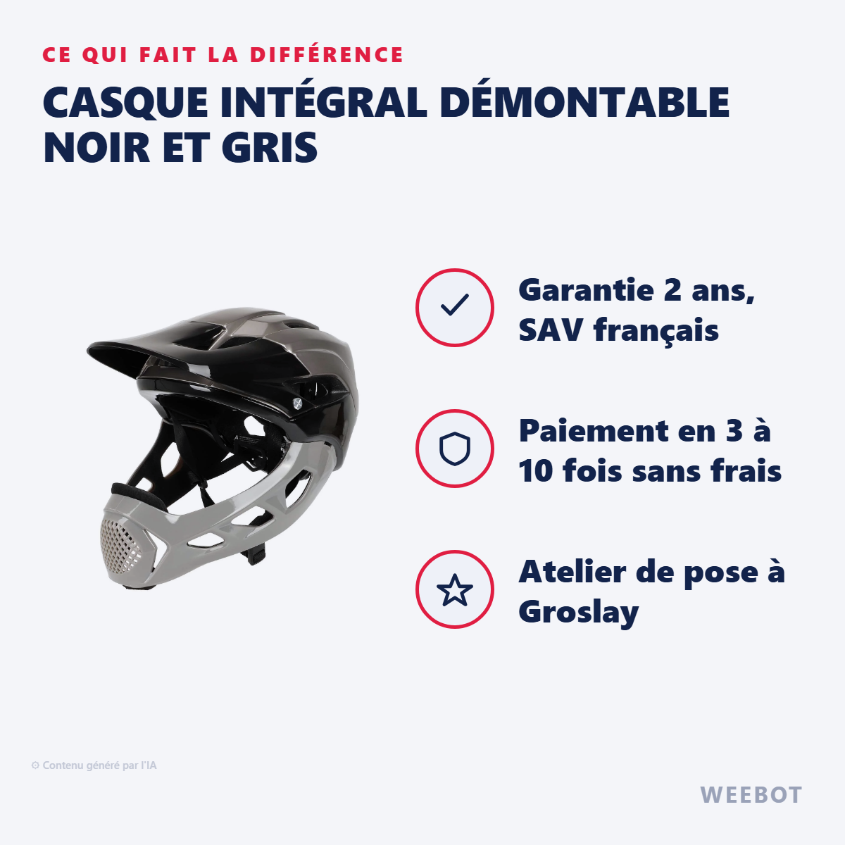 Casque Intégral Démontable Noir et Gris : les points forts
