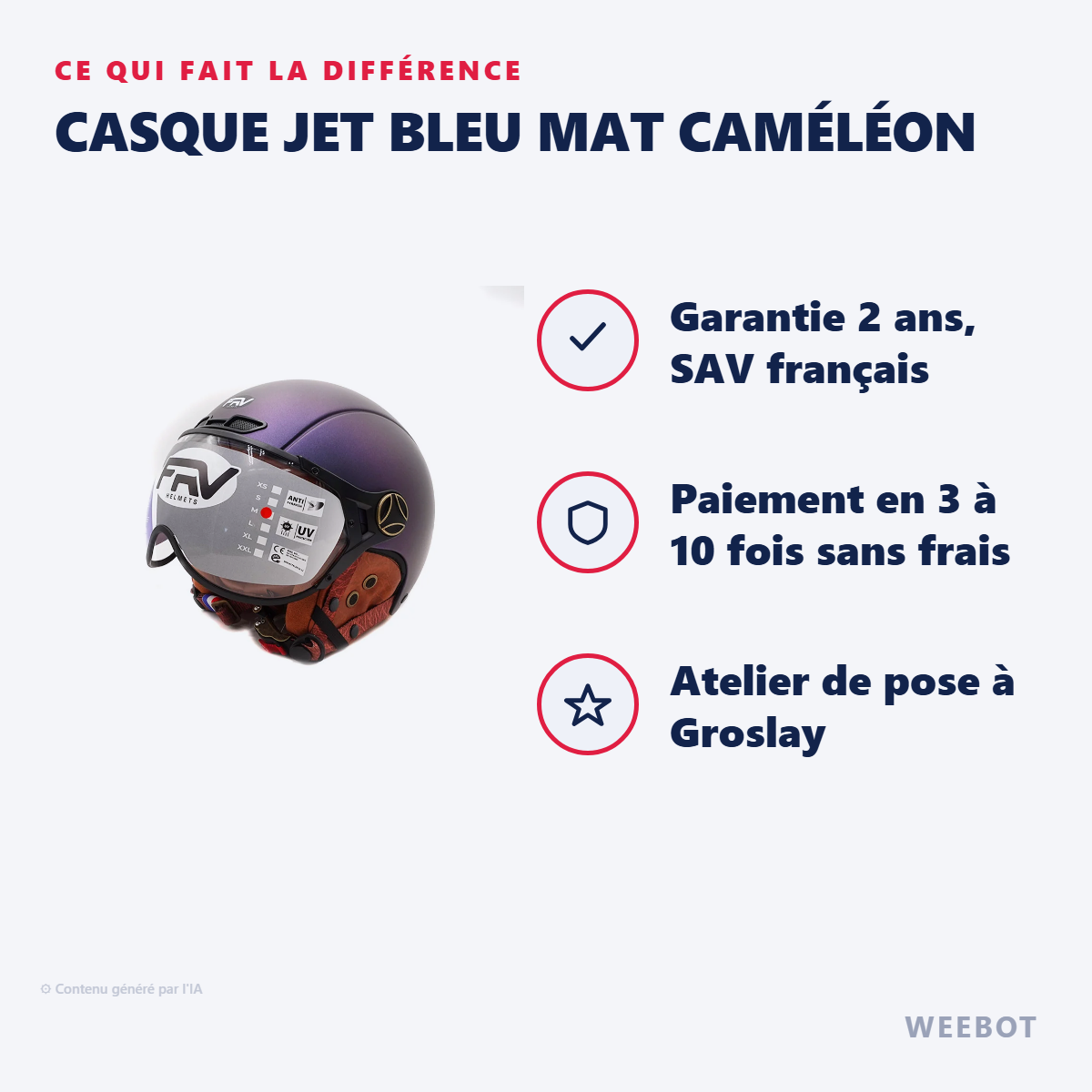 Casque Jet Bleu Mat Caméléon : les points forts