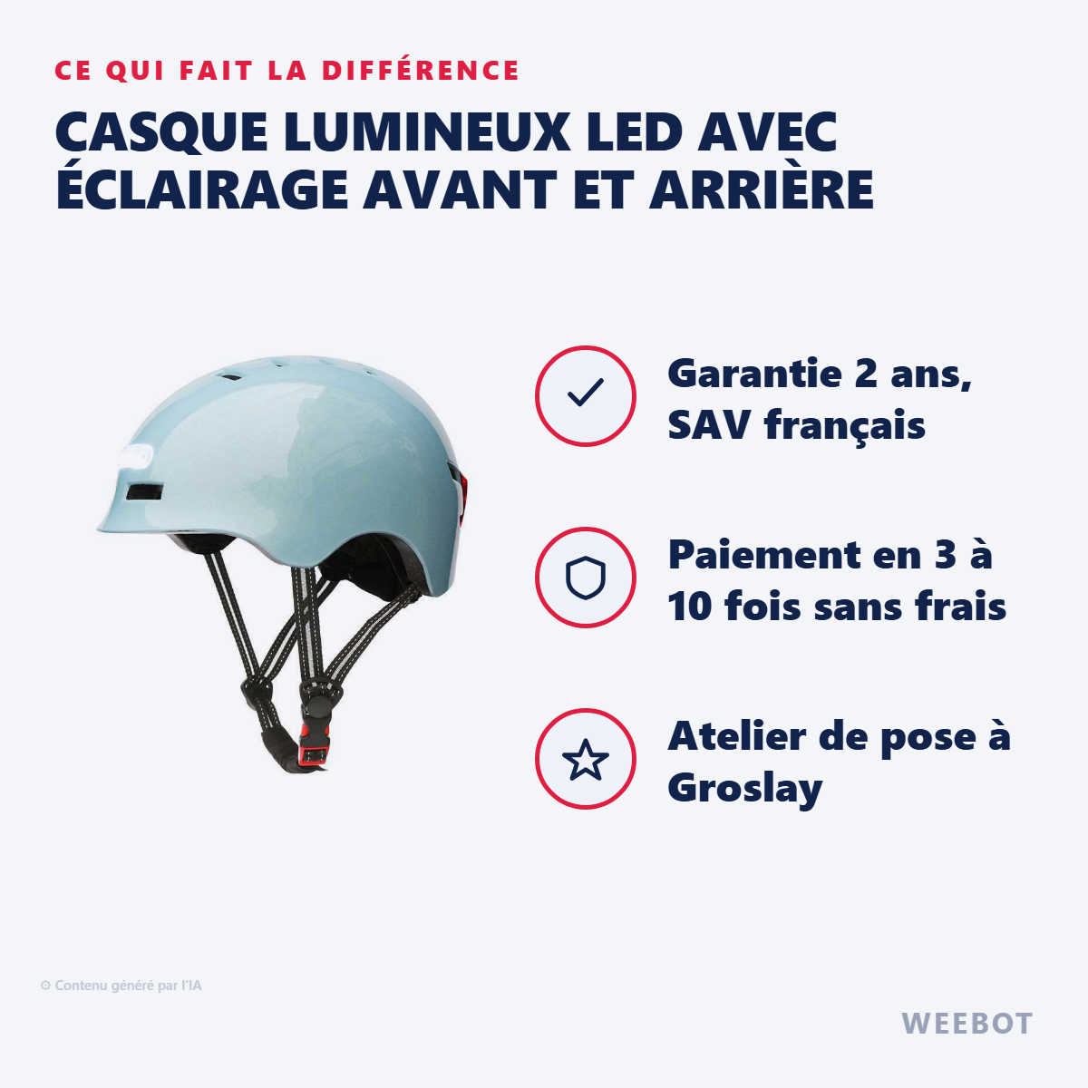 Casque Lumineux LED avec Éclairage Avant et Arrière : les points forts