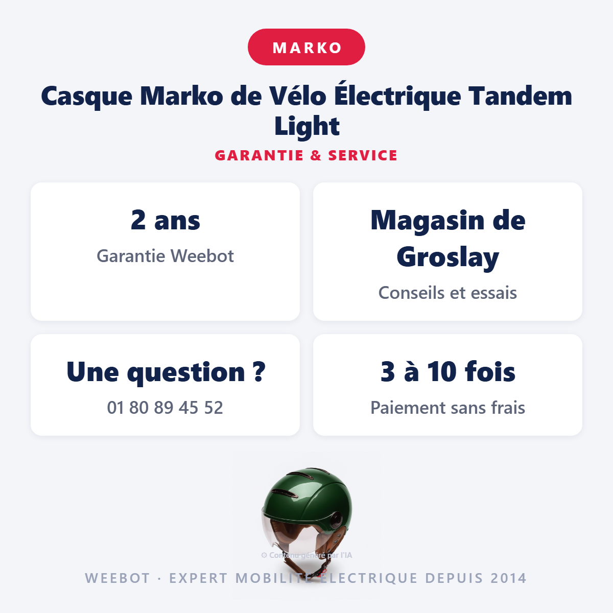 Casque Marko de Vélo Électrique Tandem Light : garantie 2 ans et service après-vente