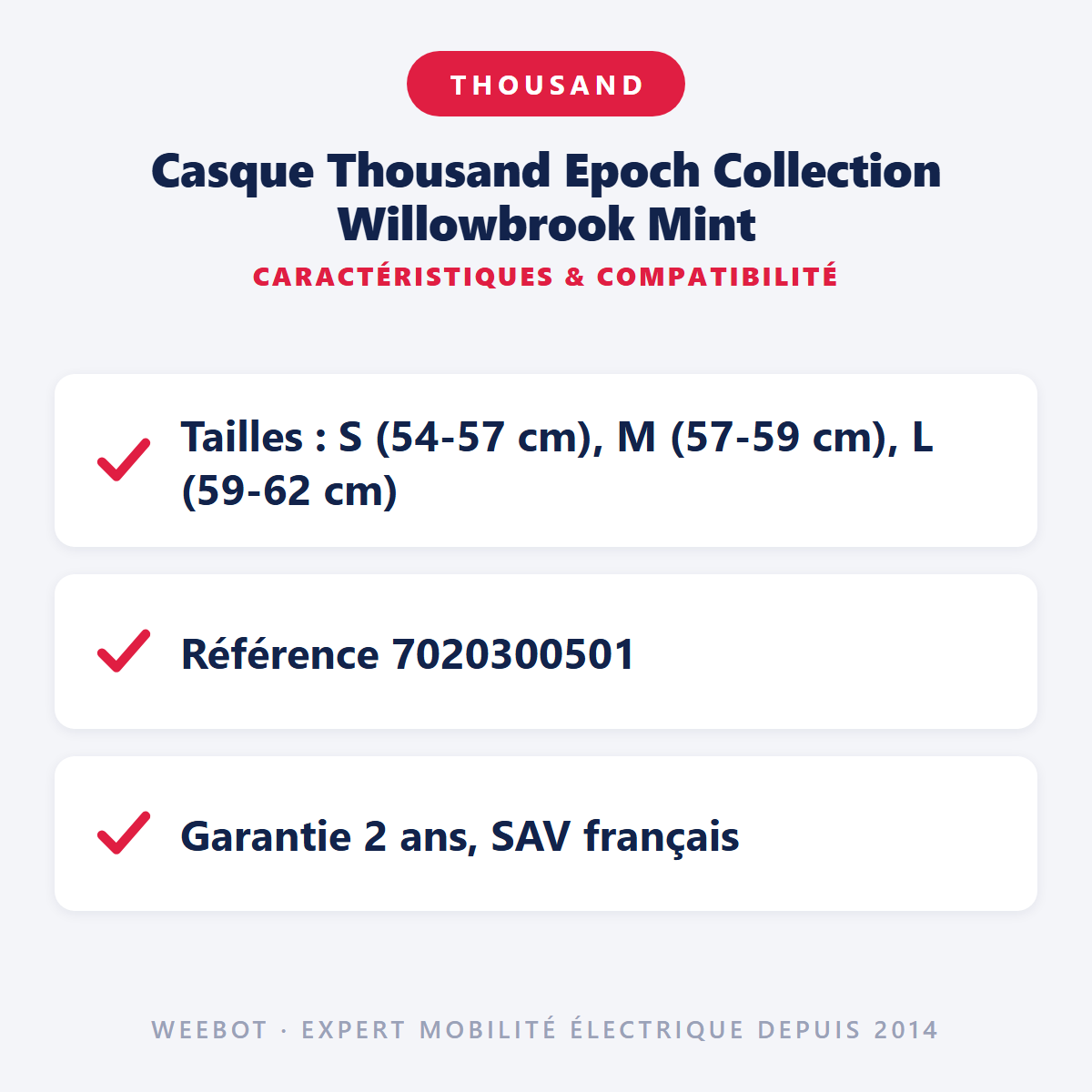 Casque Thousand Epoch Collection Willowbrook Mint : caractéristiques et compatibilité