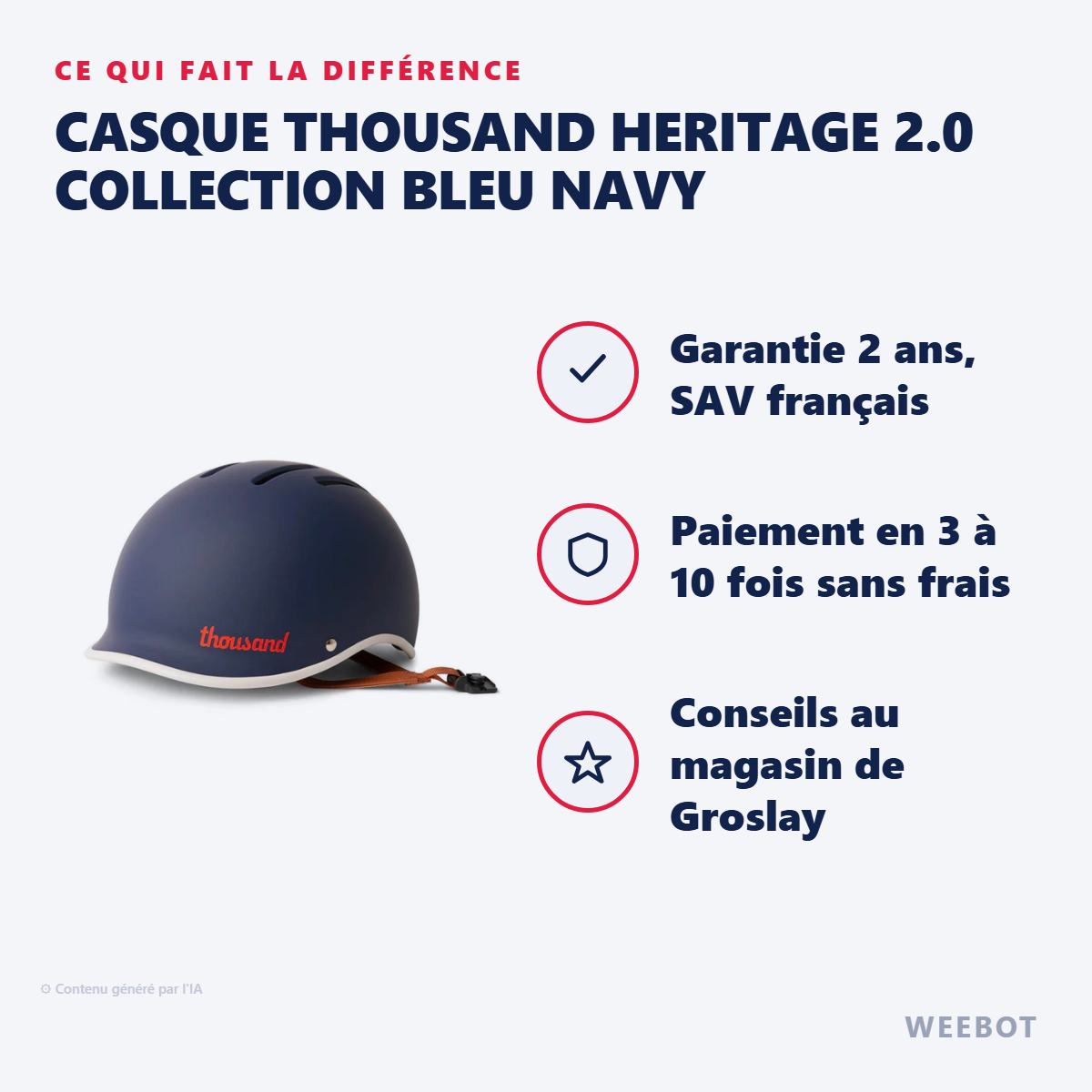 Casque Thousand Heritage 2.0 Collection Bleu Navy : les points forts